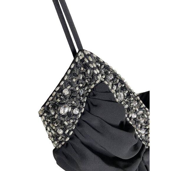 French Connection Pretty Penelope Strappy Dress Size 6 Black Rhinestone New - Picture 5 of 12